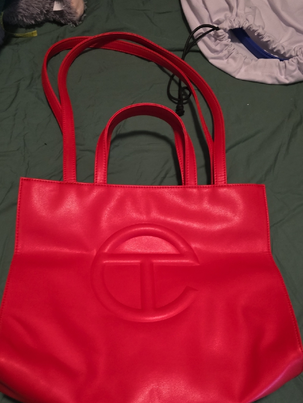 Authentic Red Embossed Logo Telfar Tote Bag - Women